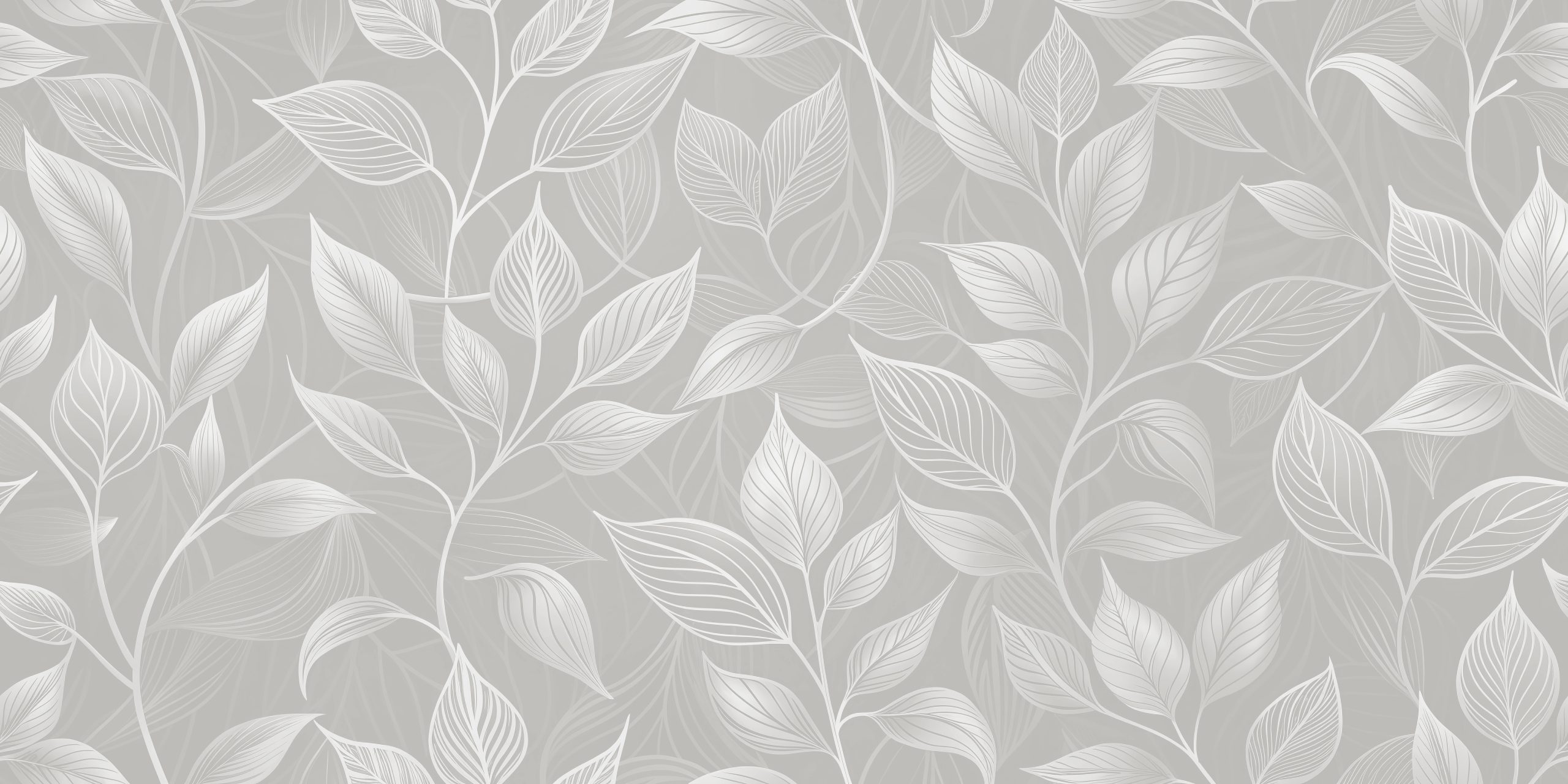 Sfondo grigio con motivo di foglie bianche sottili, simbolo di naturalità e purezza nel settore farmaceutico.